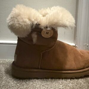 UGG Tan Kids Boots with Cream Fur